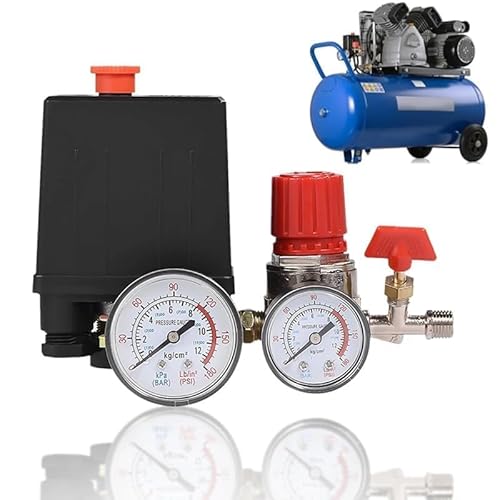 Luftkompressoren-Zubehör, Druckschalter Steuerventil Regler, Regler Kompressorschalter Kontrollventil, Druckschalter Luftkompressor, Druckluft Kompressor, kleiner Regelventilregler mit Manometern Luftkompressoren-Zubehör, Druckschalter Steuerventil Regler, Regler Kompressorschalter Kontrollventil, Druckschalter Luftkompressor, Druckluft Kompressor, kleiner Regelventilregler mit Manometern von Agatige