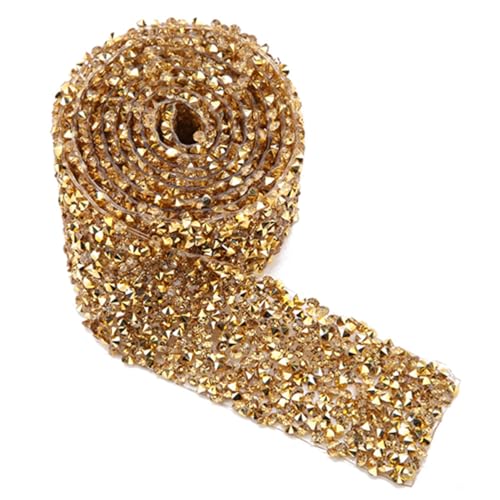 Mesh -Strass -Bänder, 1yard 30 mm funkelnde Strassnetzband Roll Bling Wrap DIY Roll für Kunsthandwerk Event Dekoration Hochzeitstorte (Kristallgoldboden) von Agatige