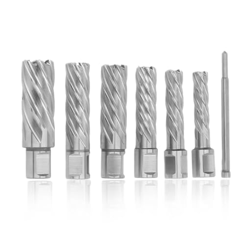 Agatige 7-teiliges Ringfräser-Set, 3-schneidig, Mag-Bohrer, Hartmetall-Stahl-Kernbohrer-Set, Rotabroach-Fräser-Set für Metall-Magnetbohrmaschinen von Agatige