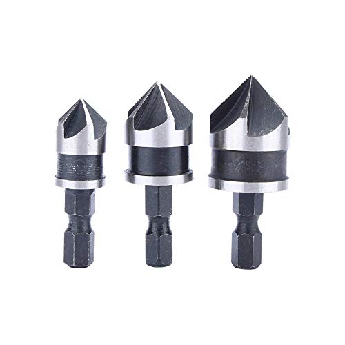 Senkerbohrer, 3 Stück, 1/4 Zoll Sechskant, 12/16/19 Mm, Senker-Holzbohrer, Runder Schaft, Fräser-Bit, Senker-Bohrungssatz Für Holz, Metall, Schnellwechsel-Bit Senkerbohrer, 3 Stück, 1/4 Zoll Sechskant, 12/16/19 Mm, Senker-Holzbohrer, Runder Schaft, Fräser-Bit, Senker-Bohrungssatz Für Holz, Metall, Schnellwechsel-Bit von Agatige