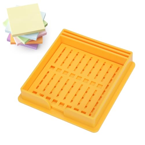 Sticky Note Schablone und Halter, Plastik kleiner klebriger Noten -Spender Schablonenhersteller für Büro- und Schulverwendung 3,7 x 3,6 x 0,7 Zoll (Gelb) von Agatige