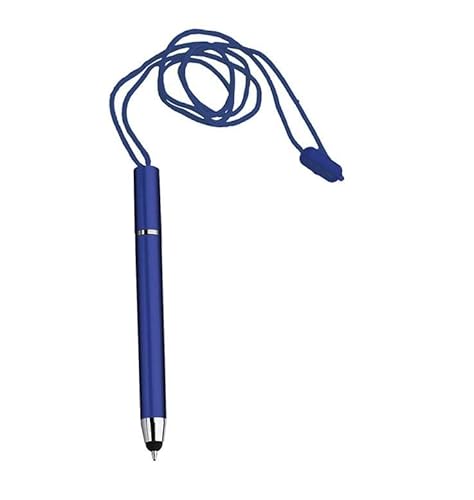 Touch-Kugelschreiber mit Schnur und Radiergummi (5 Stück) blau von Agendepoint.it