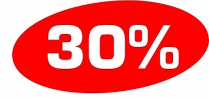Aufkleber 30% 52 x 24 cm für Sale und Rabattaktionen, für Modegeschäft und Boutique (30%) von Agentur Werner Kuhlins