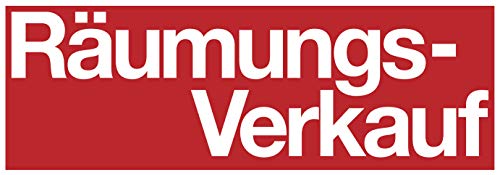 Aufkleber "Räumungsverkauf" für SALE, Rabatte, Geschäftsaufgabe, Umzug oder Umbau - Zwei Größen (99 x 34 cm) von Agentur Werner Kuhlins