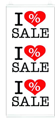 Banner Plakate Langbahn für Sale und Rabattaktionen - 48 x 138 cm für Schaufenster und Wände - auch mit Klemmschiene zum Aufhängen (I Love Sale, Mit Klemmschiene) von Agentur Werner Kuhlins