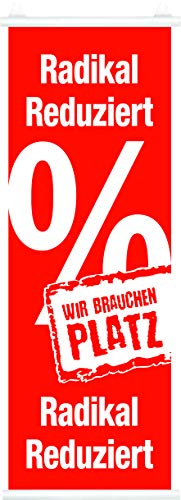 Banner Plakate Langbahn für Sale und Rabattaktionen - 48 x 138 cm für Schaufenster und Wände - auch mit Klemmschiene zum Aufhängen (Radikal Reduziert, Mit Klemmschiene) von Agentur Werner Kuhlins