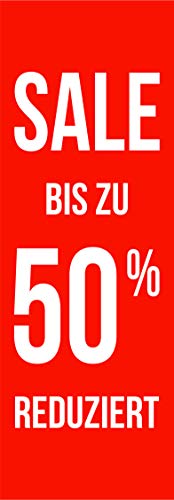 Banner Plakate Langbahn für Sale und Rabattaktionen - 48 x 138 cm für Schaufenster und Wände - auch mit Klemmschiene zum Aufhängen (Sale 50%, Ohne Klemmschiene) von Agentur Werner Kuhlins