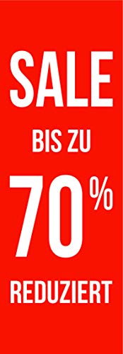 Banner Plakate Langbahn für Sale und Rabattaktionen - 48 x 138 cm für Schaufenster und Wände - auch mit Klemmschiene zum Aufhängen (Sale 70%, Ohne Klemmschiene) von Agentur Werner Kuhlins