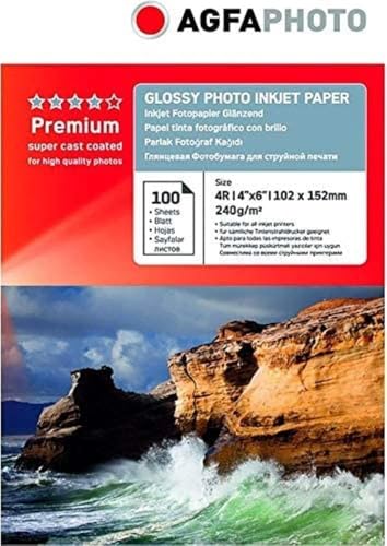 AgfaPhoto AP240100A6 Tintenstrahl-Fotopapier 10x15 100 Blatt 240Gr glänzend von AgfaPhoto