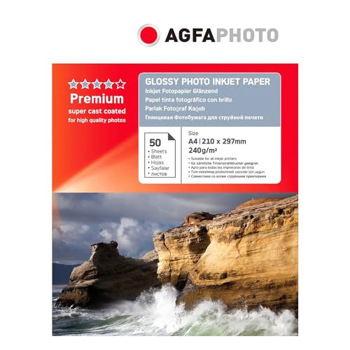 AgfaPhoto AP24050A4 Tintenstrahl-Fotopapier A4 50 Blatt 240Gr glänzend von AgfaPhoto