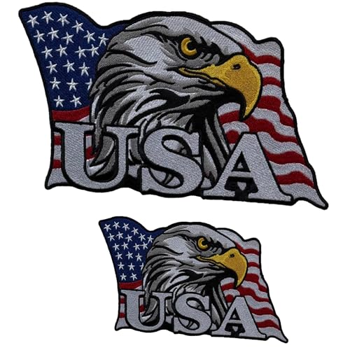 Agile Dragon Adler Amerikanische Flagge 2 Stück Set bestickt Patch zum Aufbügeln / Aufnähen für Jacke/Weste Motorrad Agile Dragon Adler Amerikanische Flagge 2 Stück Set bestickt Patch zum Aufbügeln / Aufnähen für Jacke/Weste Motorrad von Agile Dragon