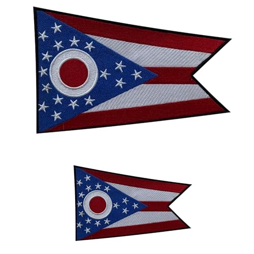 Agile Dragon Aufnäher, Motiv: US-Staaten-Flaggen, bestickt, 2-teiliges Set, Emblem, zum Aufbügeln oder Aufnähen (Ohio) von Agile Dragon
