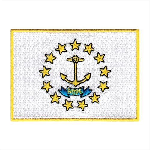 Agile Dragon Aufnäher, Motiv: US-Staaten-Flaggen, bestickt, 2-teiliges Set, Emblem, zum Aufbügeln oder Aufnähen (Rhode Island) von Agile Dragon