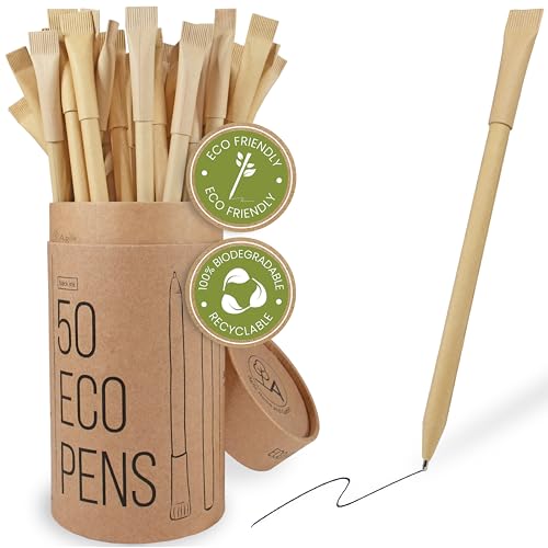 Agile Home and Garden Nachhaltiges Kugelschreiber Set - 50er Schreibset aus Kraftpapier - Umweltfreundliche Produkte - Plastikfreie & Ökologische Geschenke von Agile Home and Garden