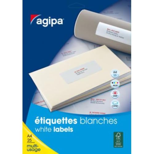 AGIPA - Permanent-Etiketten, weiß, 46,0 x 11,1 mm, 25 Blatt von Agipa