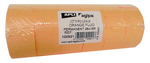 Agipa 100921, 6 Rollen mit je 1.000 Etiketten Neon, Orange von Agipa