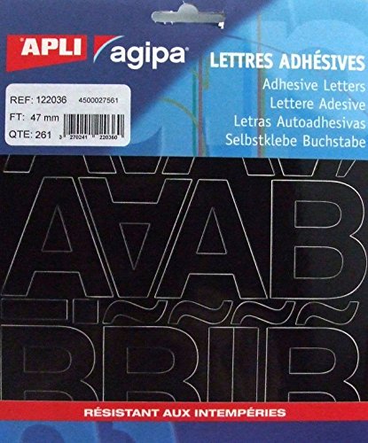 Agipa 122036 Klebebuchstaben, 47 mm, Schwarz, 261 Stück von Agipa