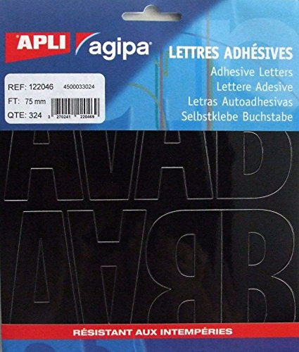 Agipa 122046 Klebebuchstaben, 75 mm, Schwarz, 324 Stück von Agipa
