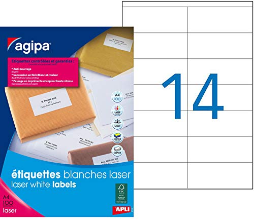 Agipa Etiketten für Adressen, für Laserdrucker, 104 x 42 mm, 1.400 Stück von Agipa