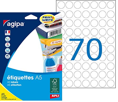 Schutzhülle A5 400 Diamètre : 19 (1120 étiquettes) weiß von Agipa