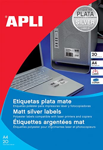 agipa 10071 Typenschild-Etiketten, 210 x 297 mm, silber von APLI