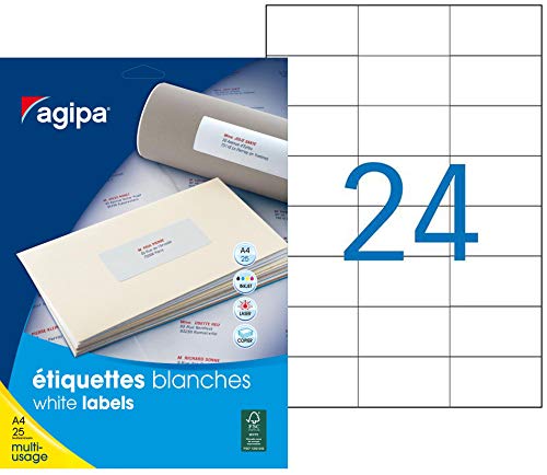 agipa 101313 Agipa 101313 600 Etiketten Multi Gebrauch, Quadrate, 70 mm x 37 mm, weiß von Agipa