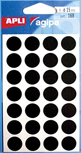 agipa 111847 Markierungspunkte, Durchmesser: 15 mm, rund, schwarz von APLI