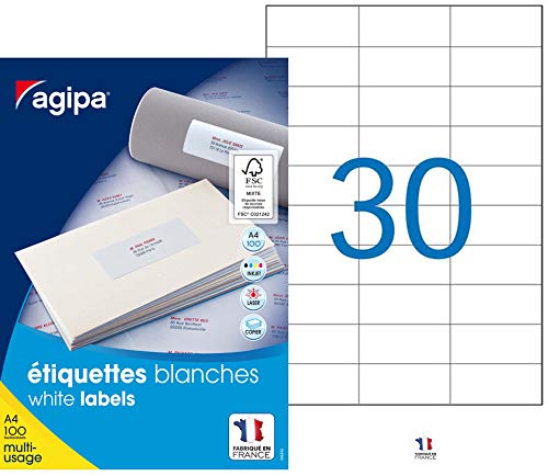 agipa 118994 Universal-Etiketten, 70,0 x 29,7 mm mit Abzieh-Hilfe von agipa