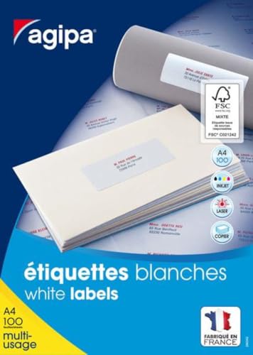agipa 119004 Universal-Etiketten, 210 x 297 mm, weiß, rechteckig von agipa