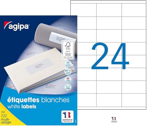 agipa 119011 Universal-Etiketten, 70 x 36 mm, weiß, rechteckig von agipa