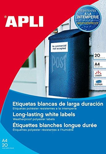 agipa 15087 Wetterfeste Folien-Etiketten, 99,1 x 67,7 mm, weiß von APLI