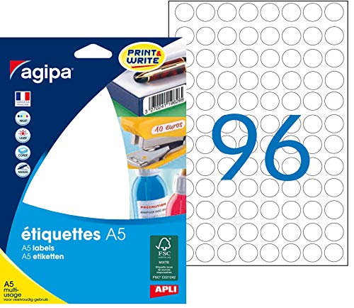 agipa Universal-Etiketten, Durchmesser: 15 mm, rund, wei VE = 1 von Agipa