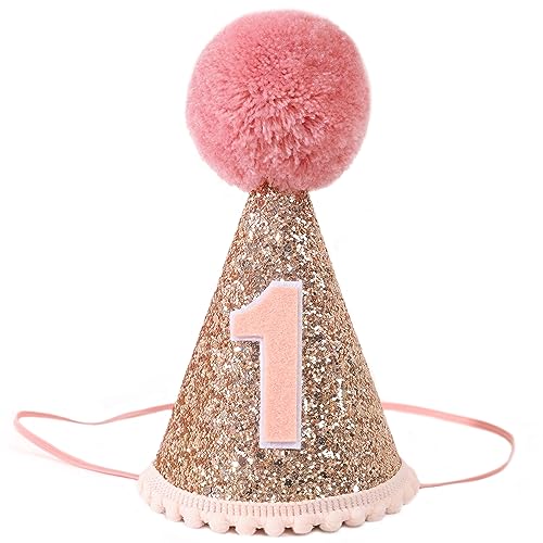Agkvw Rose Gold 1st Birthday Crown and Cake Smash Props - Girls Party Hat Pink Glitter Decorations Agkvw Rose Gold 1st Birthday Crown and Cake Smash Props - Girls Party Hat Pink Glitter Decorations von Agkvw