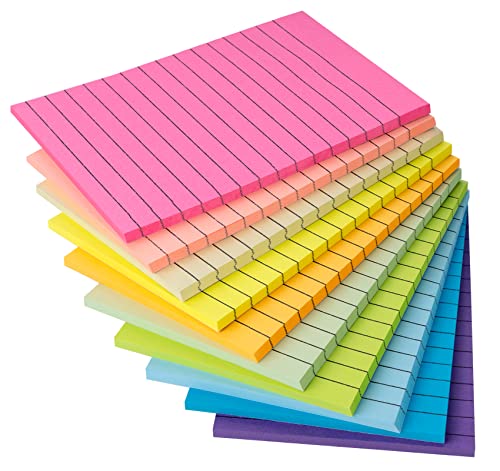 10 Farbige Haftnotizen Notizzettel - 100 x 150 mm Sticky Notes Selbstklebende Haftnotizzettel Klebezettel bunt zettel farbig Notizblöcke für Büro Haus, 50 Blatt pro Stück von Agoer
