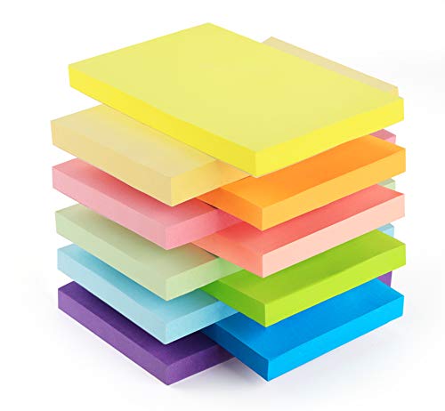 10 Notizblöcke Klebezettel Bunt, 76 x 127mm, 1000 Blatt, Bunt Haftnotizen Haftnotizzettel Sticky Notes, Selbstklebende Farbig Notizblöcke für Büro und Studenten Hause, 10 knallige Farben von Agoer