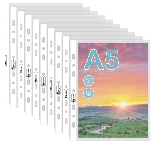 100 Klarsichtfolien A5 Extra Stark,Prospekthüllen DIN A5 Stabil,160my Plastikhülle mit 7 Lochung,Transparent Dokumentenhüllen A5 Folienhüllen Stammbuch,A5 Fotohüllen Glasklar für Schule,Uni,Büro 100 Klarsichtfolien A5 Extra Stark,Prospekthüllen DIN A5 Stabil,160my Plastikhülle mit 7 Lochung,Transparent Dokumentenhüllen A5 Folienhüllen Stammbuch,A5 Fotohüllen Glasklar für Schule,Uni,Büro von Agoer