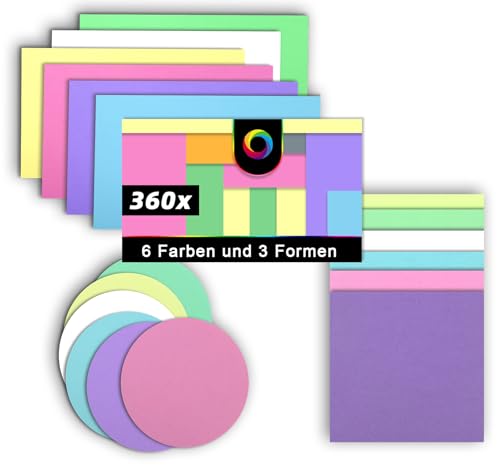 360 Stück Moderationskarten,Agoer 6 Farben Metaplankarten Rund,Oval & Rechteckig,3 Stlie Karteikarten Lernkarten Blanko Präsentationskarten Bunte Für Moderation Farbig Sortiert,Lehrerbedarf,Vortrag von Agoer