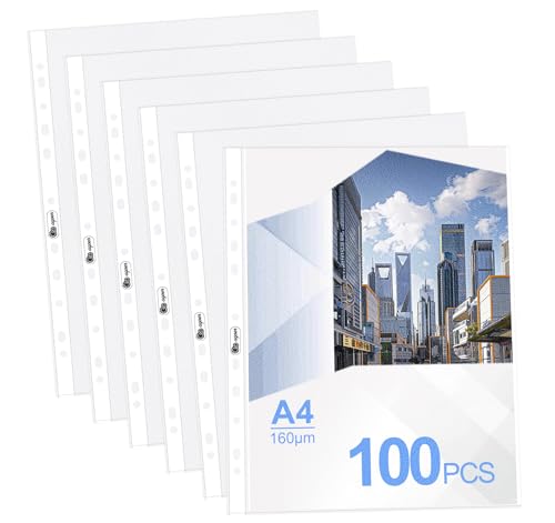 100er Prospekthüllen A4 Stabil, Klarsichthüllen A4 Transparent, Genarbt, 160 my Dokumentenhüllen A4 Folienhüllen Zur Aufbewahrung für Papier, Fotos, Dokumenten 100er Prospekthüllen A4 Stabil, Klarsichthüllen A4 Transparent, Genarbt, 160 my Dokumentenhüllen A4 Folienhüllen Zur Aufbewahrung für Papier, Fotos, Dokumenten von Agoer