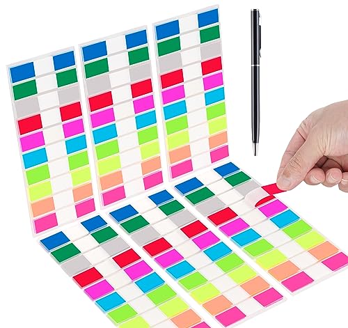 Agoer 1200 Blätter Haftstreifen, Klebezettel Haftmarker, Klein Haftnotizen Index Tabs, Page Marker Sticky Notes Transparent für Studieren, Büro, Schulplaner, Memo (10 Farben) von Agoer