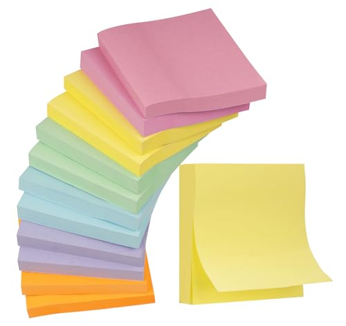 Agoer 1200 Stück Haftnotizen 76x76mm, Notizzettel Bunt Selbstklebende Klebezettel, Sticky Notes zum Markieren von Seiten für Büro, Studie, Hause (6 Farbe) von Agoer