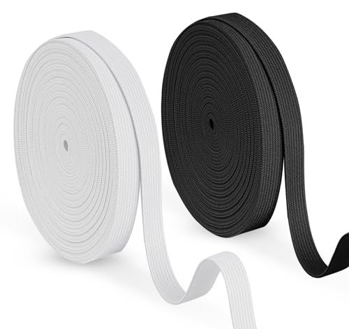 Agoer 20 M Gummiband Breit 15mm, Schwarz + Weiß Gummibänder zum Nähen Gummilitze Breit, Hosengummi für DIY Handwerk - 10 Meter/Stück von Agoer