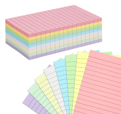 Agoer 320 Karteikarten liniert 150x100 mm - 8-farbig sortiert - Ideal für Vokabeln, Studium, Prüfungsvorbereitung, Schule, Büro & Karteikasten - Ohne Lochung von Agoer
