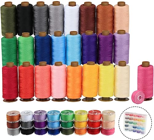 Agoer 400 Meter pro Nähgarn, 50 Stück Polyester-Fadenspulen, 25 Farben, vorgewickelte Spule für Nähmaschine, vorgewickelte Spule mit Etui für Brother, Singer, Janome-Maschine Agoer 400 Meter pro Nähgarn, 50 Stück Polyester-Fadenspulen, 25 Farben, vorgewickelte Spule für Nähmaschine, vorgewickelte Spule mit Etui für Brother, Singer, Janome-Maschine von Agoer
