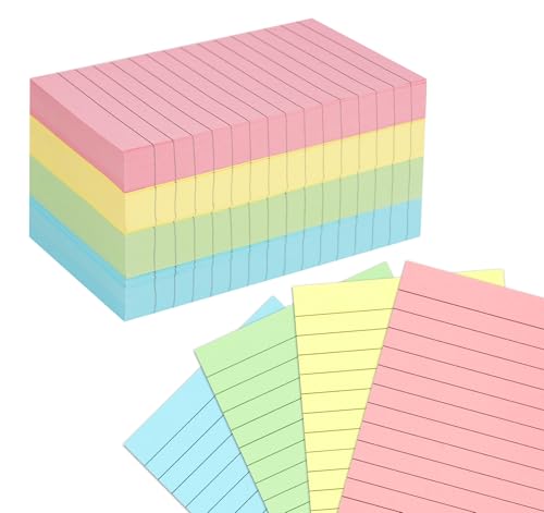 Agoer 500 Karteikarten liniert 150x100 mm - 4-farbig sortiert - Ideal für Vokabeln, Studium, Prüfungsvorbereitung, Schule, Büro & Karteikasten - Ohne Lochung von Agoer