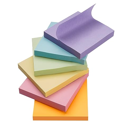 Agoer 600 Stück Haftnotizen 76x76mm, Notizzettel Bunt Selbstklebende Klebezettel, Sticky Notes zum Markieren von Seiten für Büro, Studie, Hause (6 Farbe) von Agoer