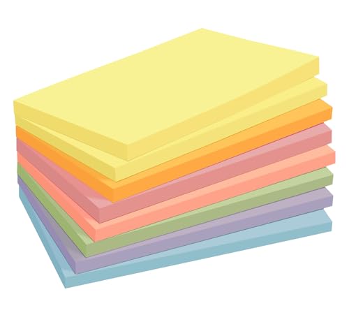 8 Pack Groß Haftnotizen, 76 x 127 mm Selbstklebend Klebezettel Bunt 7 Farben,480 Stück XL Notizzettel Farbige Groß für Whiteboard, Checkliste, Moderationskarten (60 Blatt pro Block) von Agoer