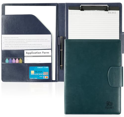 Agoer A4 Dokumentenhalter aus Leder, Premium Portfolio A4 mit Magnetverschluss, A4 Papier und Stift, multifunktionaler Ordner mit Clip, Format A4, Leder, für Meetings, Büro, Schule – Marineblau Agoer A4 Dokumentenhalter aus Leder, Premium Portfolio A4 mit Magnetverschluss, A4 Papier und Stift, multifunktionaler Ordner mit Clip, Format A4, Leder, für Meetings, Büro, Schule – Marineblau von Agoer
