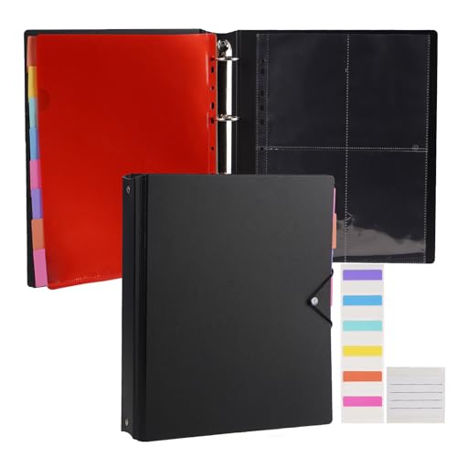 Agoer Dokumententasche A4 zum Abheften,Ringordner Schmal mit 16er Aktenhüllen A4 Seitlich Offen mit Bunter Index Lochtaschen (8 Farben) Sammelmappen Organisieren von Dokumenten,Fotos,Briefe von Agoer