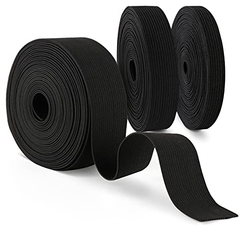 Agoer Gummiband Schwarz 10mm 20mm 30mm Breit, 3 Stück Breites Gummiband Nähen Elastisches Band zum Nähen und Haushalt DIY Handwerk, 15 m Gummilitze von Agoer