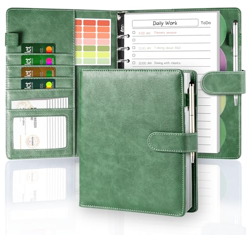 Agoer Ringbuch A5 Nachfüllbar, PU Leder Binder Notizbuch mit 150 Blätter A5 Nachfüllpapier[To Do Liste/Wochenplan/Notizbuch Dotted],6-Ringbuchmappe Din A5 Binder Schulnotizen, Reisetagebücher,Planer von Agoer